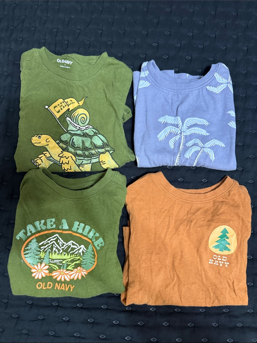 Old Navy Kids Green 'Turtle & Take a Hike' Graphic Tees with Orange Accent